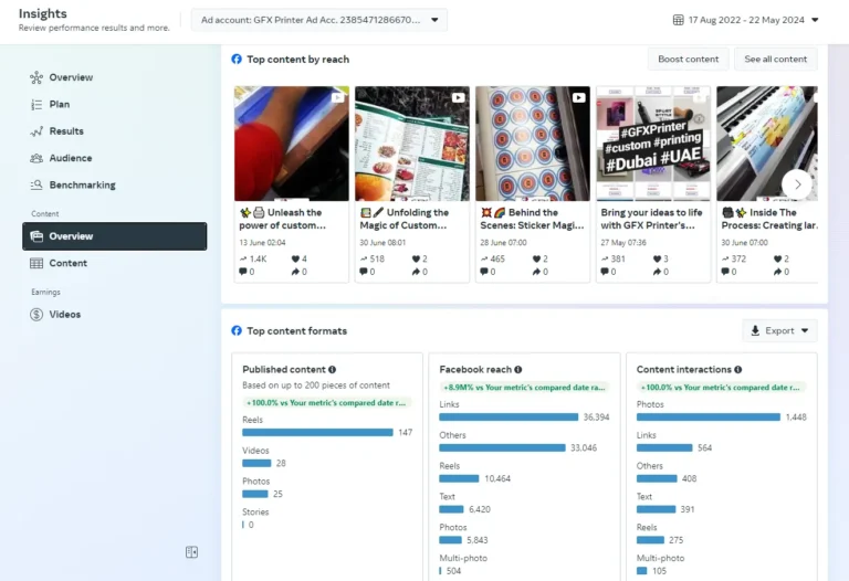 Screenshot Facebook Meta Showing content Uploaded